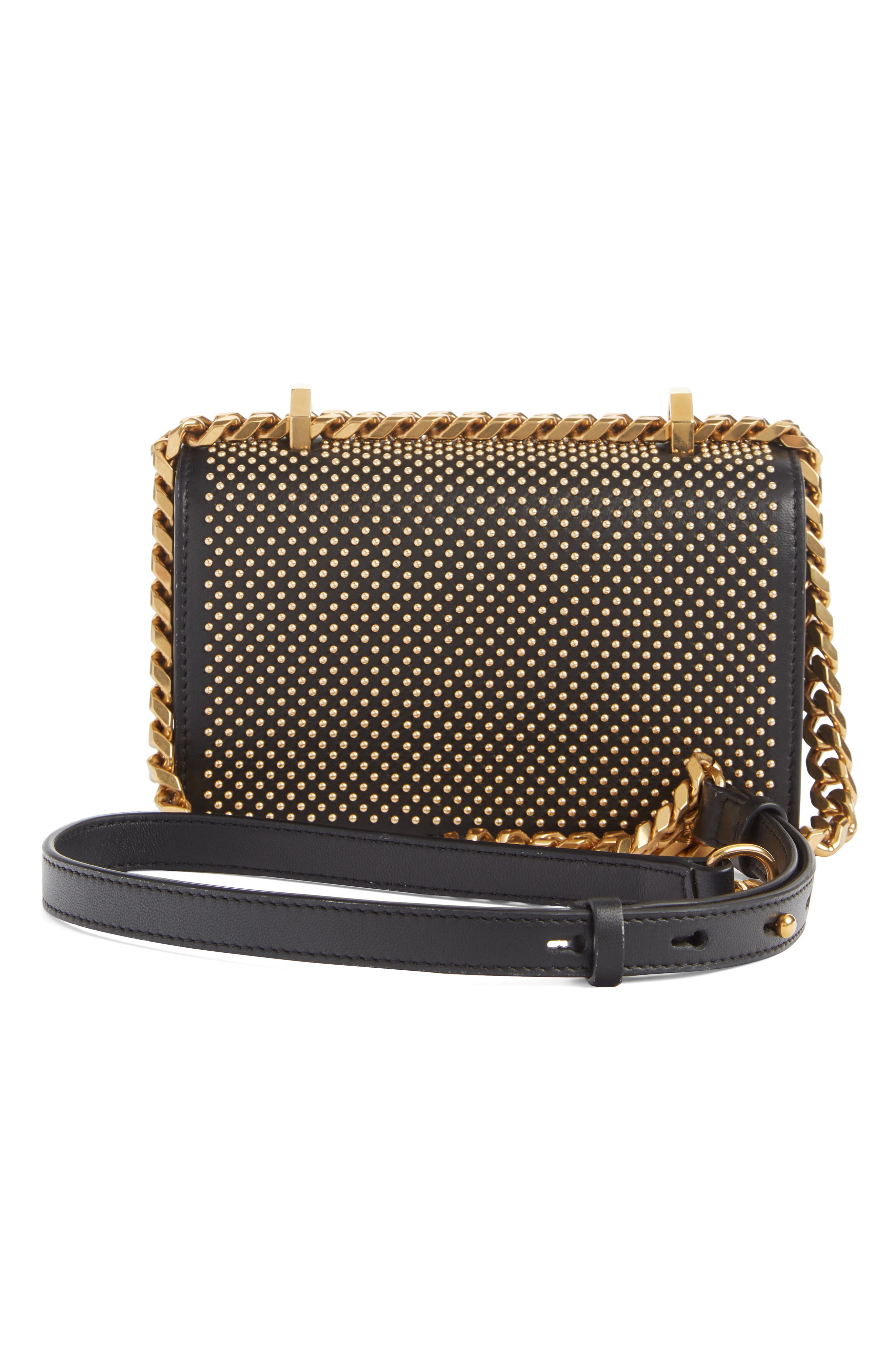 McQueen Alexander McQueen Mini Studded Leather Knuckle Crossbody Bag, Alternate, color, 