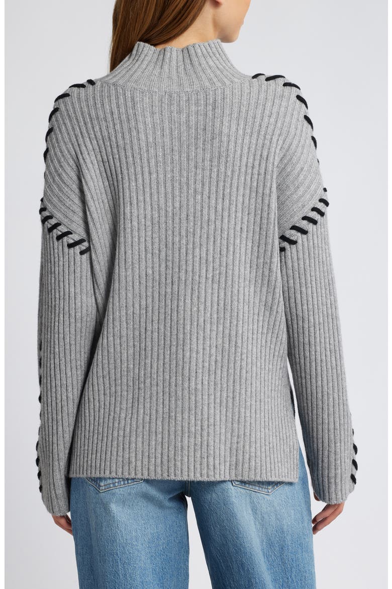 Liam Whipstitch Rib Turtleneck Sweater, Alternate, color, HEATHER GREY