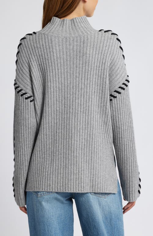 Rails Liam Laced Mock-neck Sweater In Heather Grey