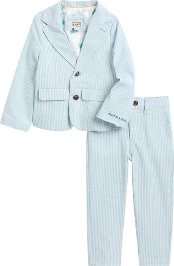 Kids' Stripe Machine Washable Cotton Blend Seersucker Suit