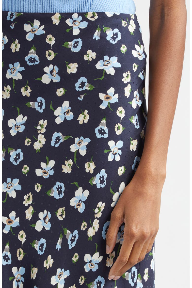 Clover Floral Silk Blend Skirt, Alternate, color, NAVY MULTI