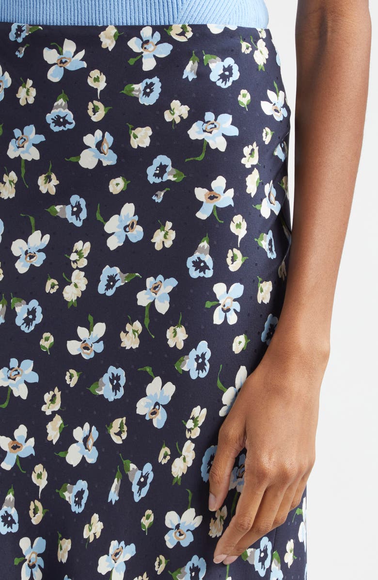 Veronica Beard Clover Floral Silk Blend Skirt, Alternate, color, Navy Multi