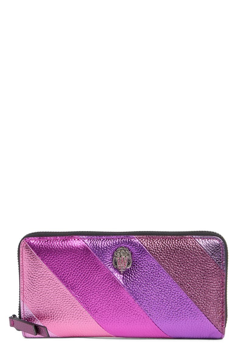 Zip Leather Wallet, Main, color, PINK COMB