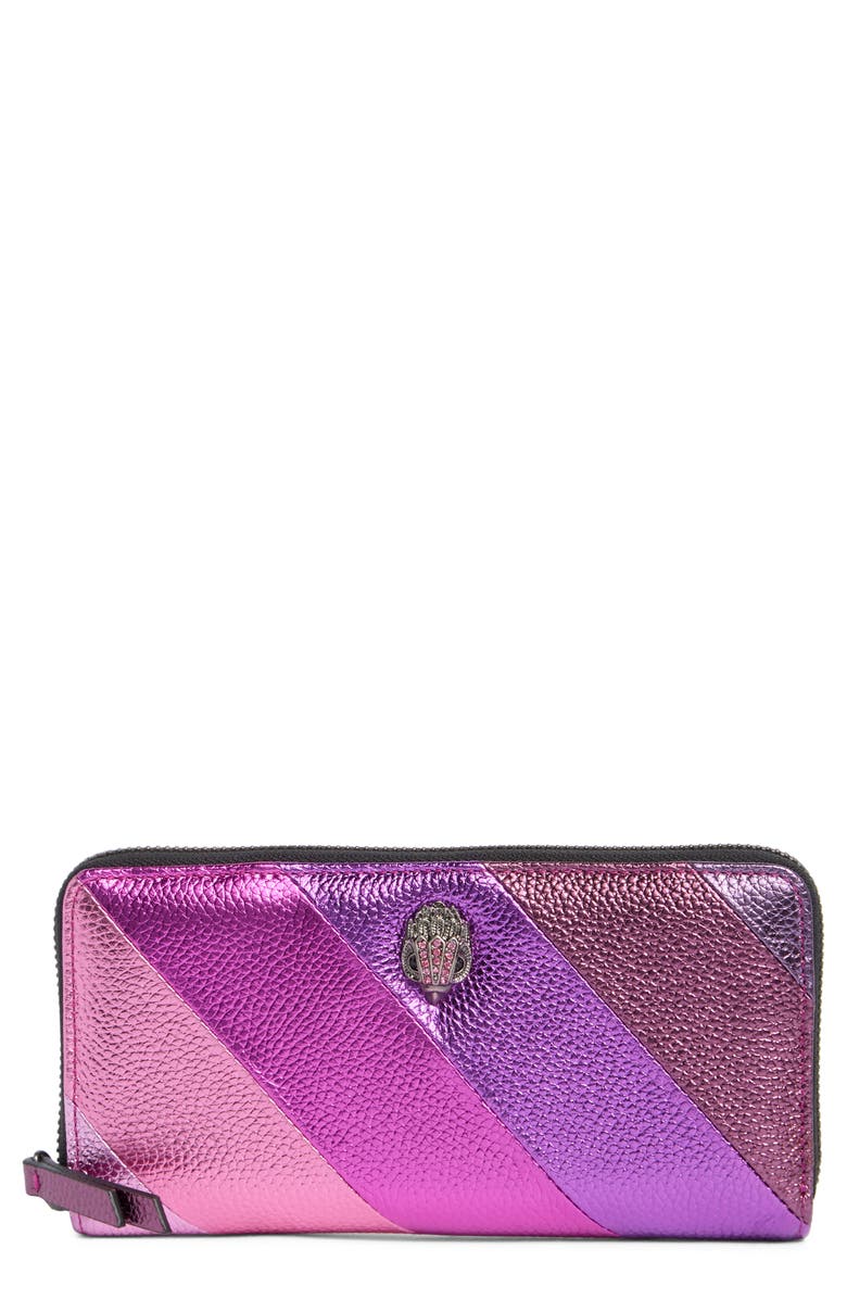 Kurt Geiger London Zip Leather Wallet, Main, color, Pink Comb