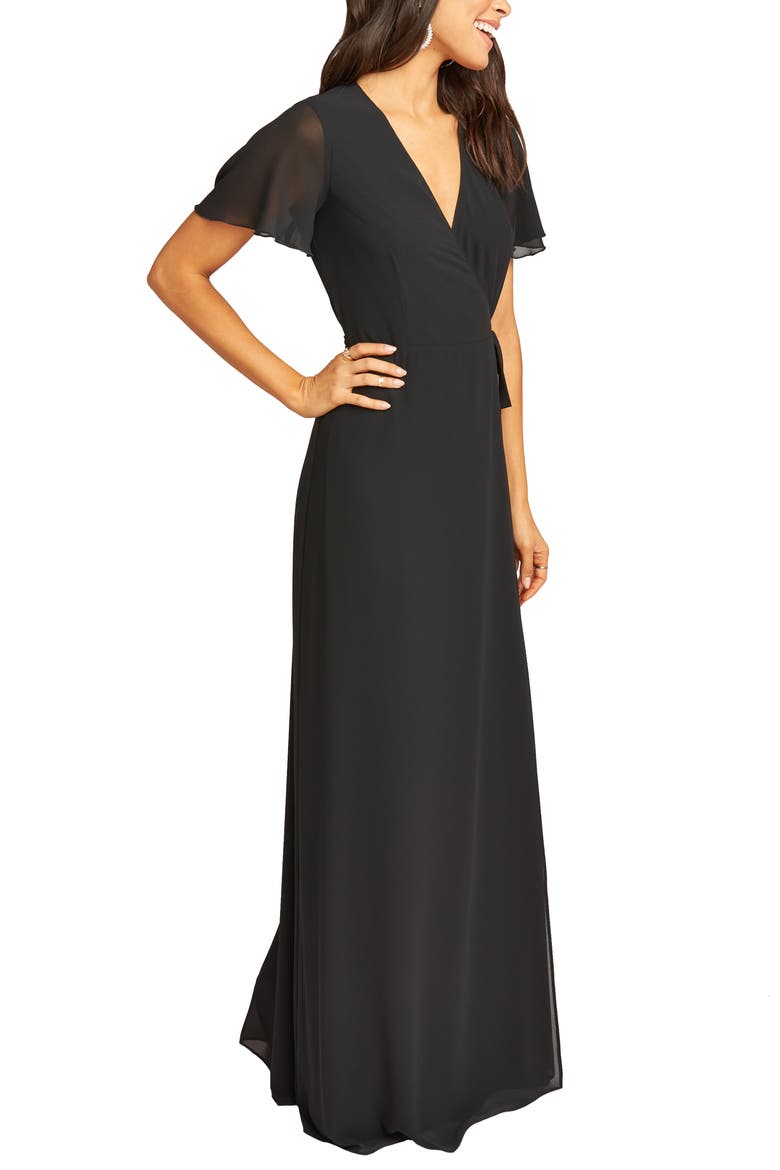 Noelle Wrap Dress, Alternate, color, BLACK CHIFFON