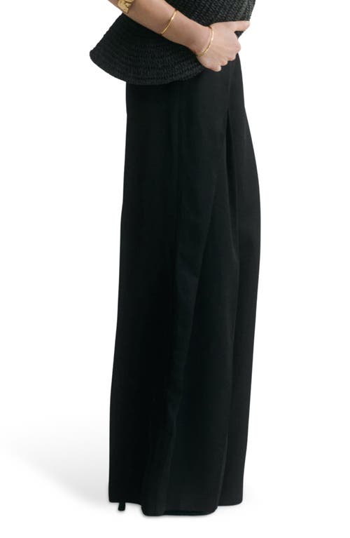 Mango Pleated Wide Leg Pants In Black