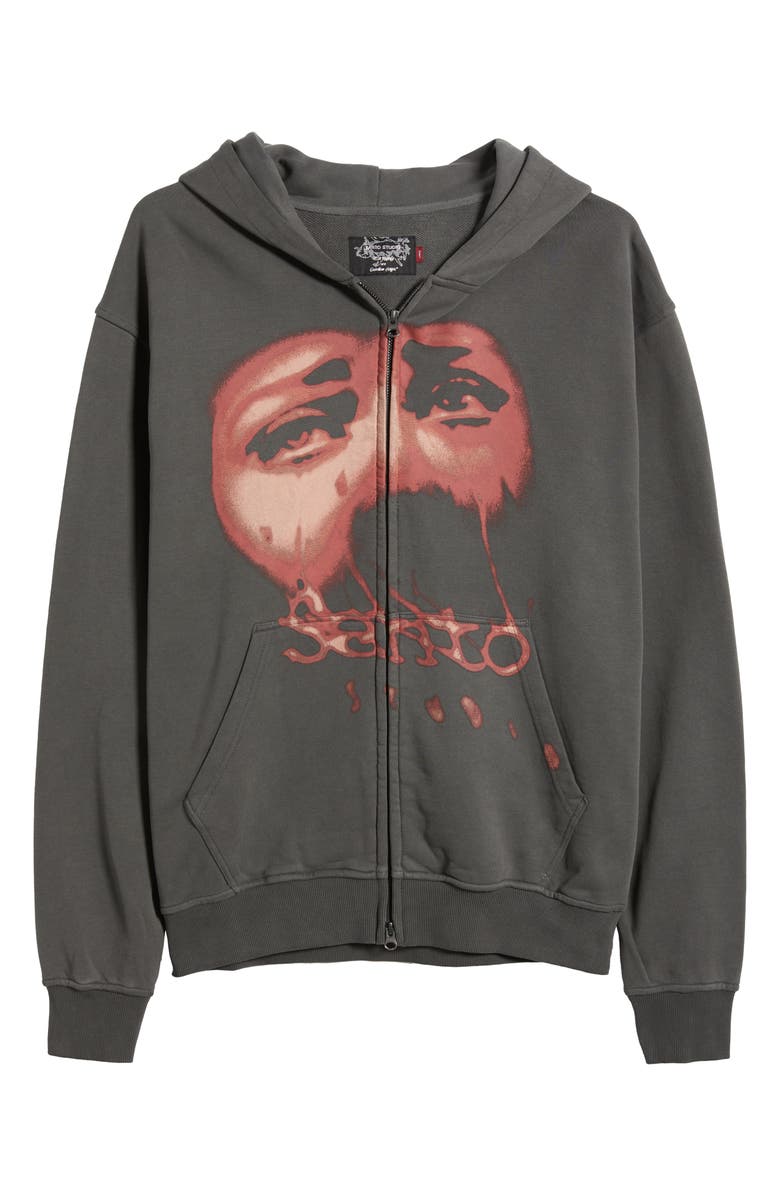 SANTO STUDIO Tears Zip Graphic Hoodie, Alternate, color, 