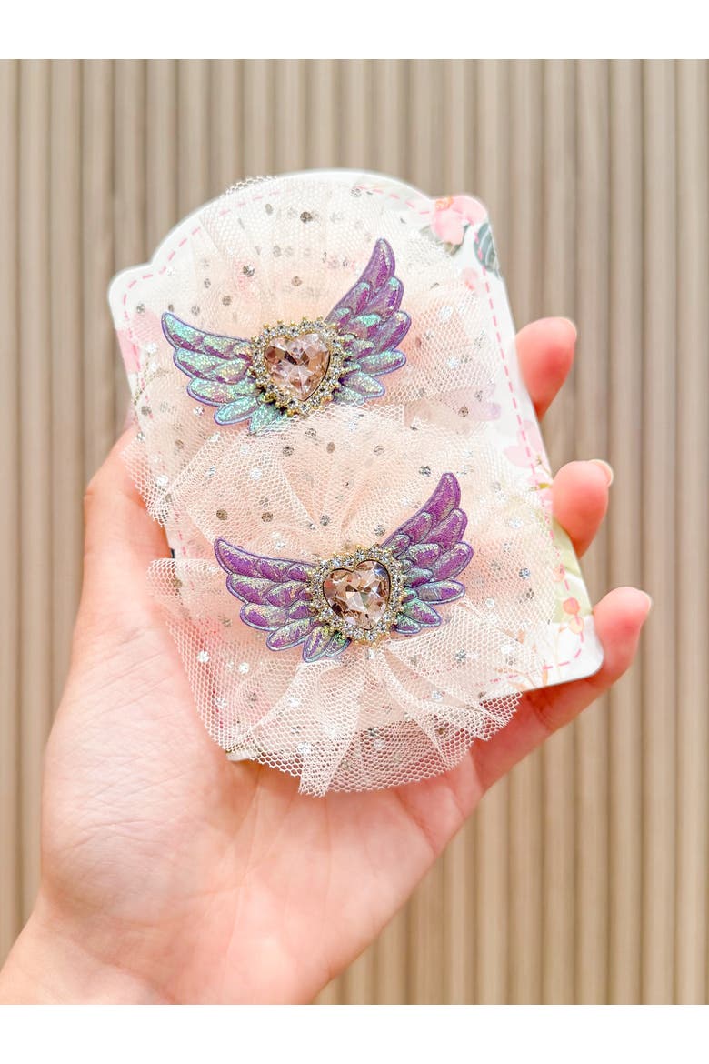 2pc Angel Sparkle Wings Clip Set, Alternate, color, Ivory Pink