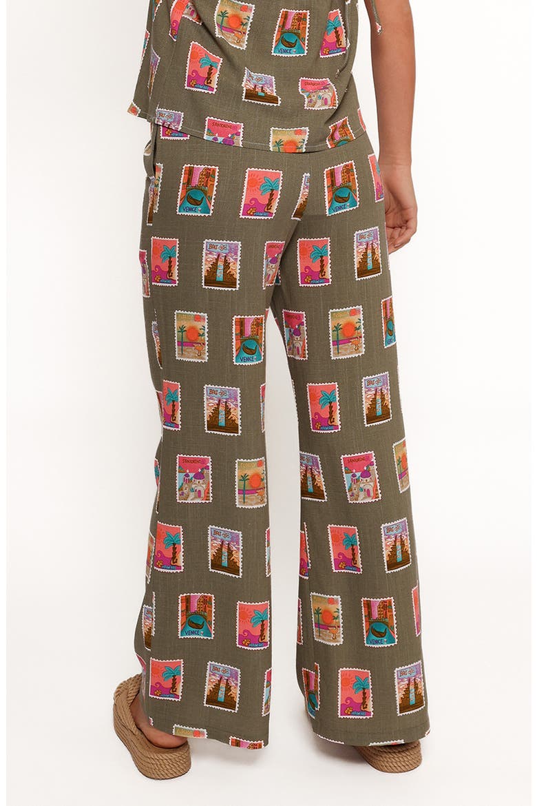 Hana Print Tie Waist Wide Leg Pants, Alternate, color, OLIVE PRINT