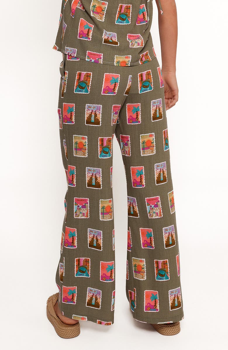 Petal & Pup Hana Print Tie Waist Wide Leg Pants, Alternate, color, Olive Print