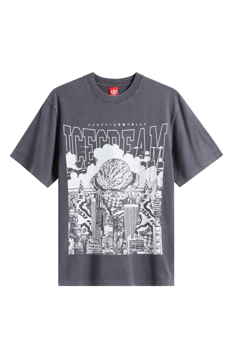 ICECREAM Invasion Oversize Graphic T-Shirt, Alternate, color, Charcoal Art