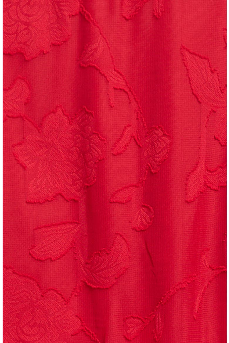 Kids' Burnout Long Sleeve Tie Belt Chiffon Party Dress, Alternate, color, RED