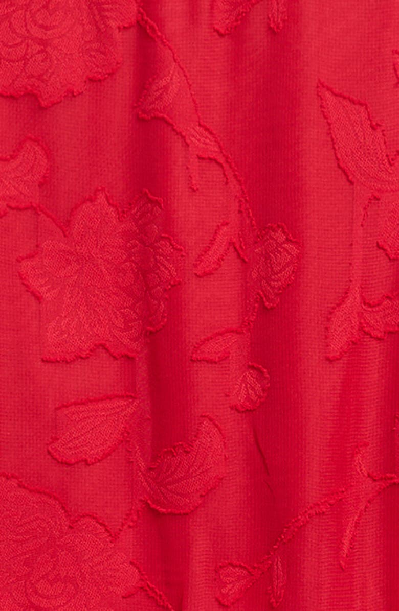 Zunie Kids' Burnout Long Sleeve Tie Belt Chiffon Party Dress, Alternate, color, Red