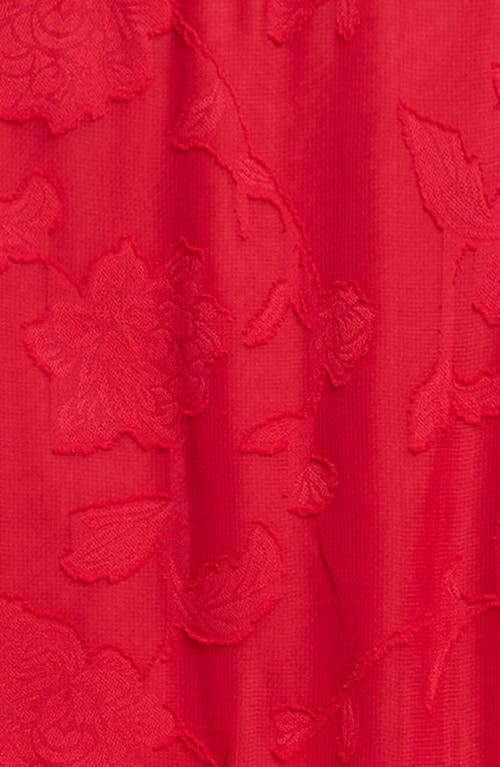 Zunie Kids' Burnout Long Sleeve Tie Belt Chiffon Party Dress In Red