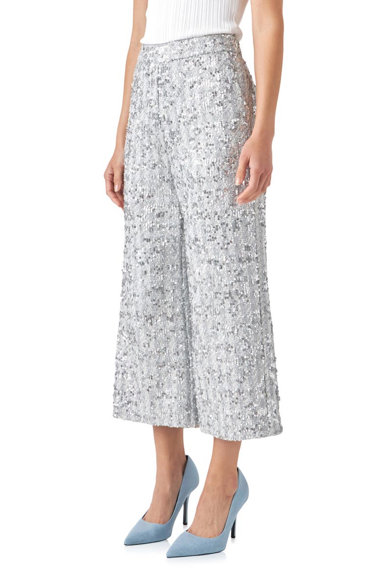 English Factory Sequin Tweed Culottes, Alternate, color, 