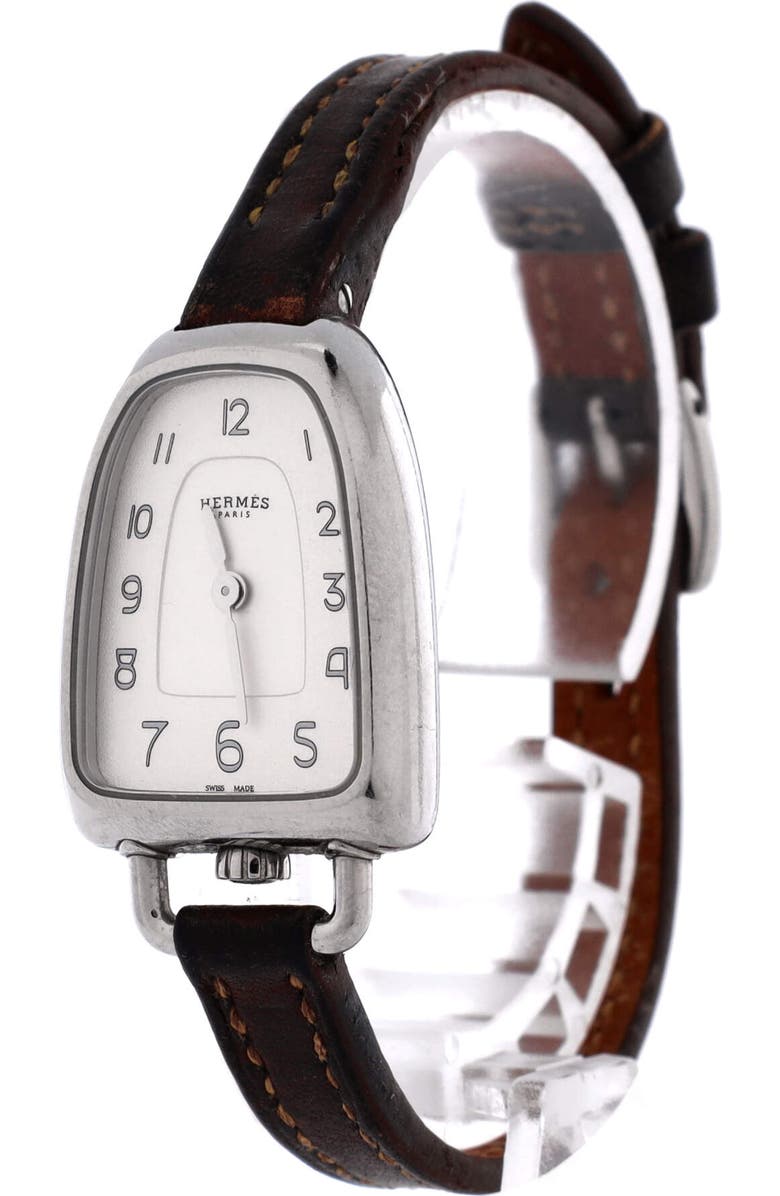 Pre-Owned Hermes Galop d'Hermes Quartz Watch Stainless Steel and Leather 26, Alternate, color, Brown