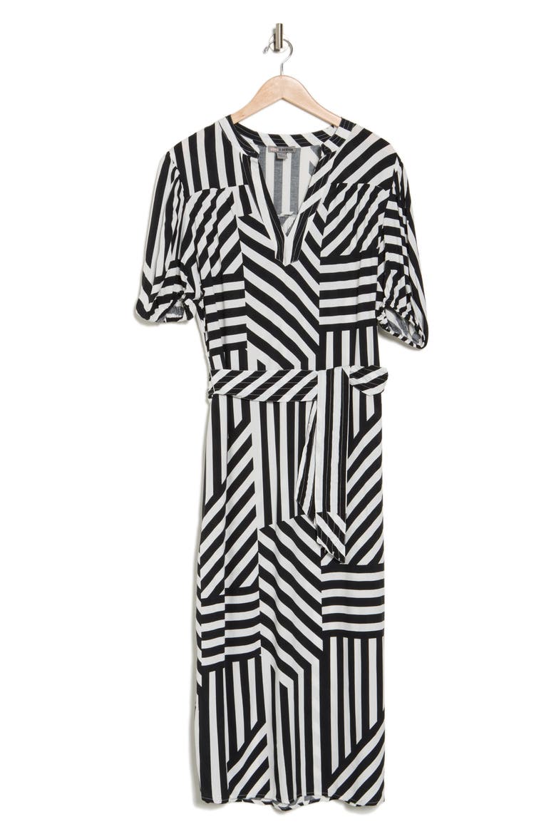 Montana Balloon Sleeve Challis Maxi Dress, Alternate, color, GEO STRIPE