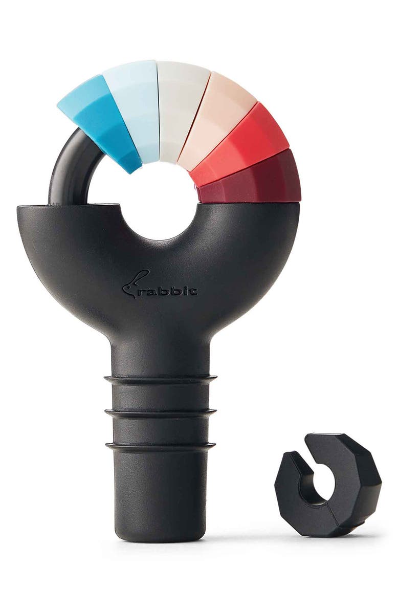 RABBIT Bottle Stopper with 8 Wine Charms, Main, color,