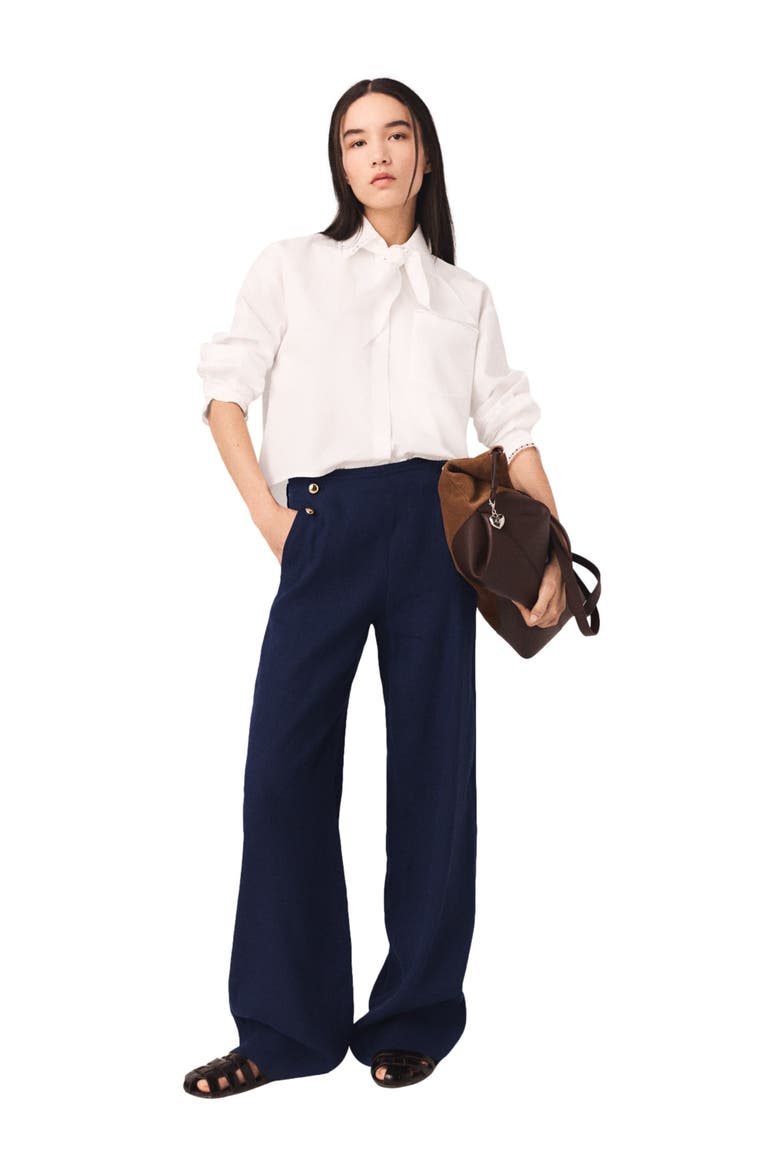 Linen-blend sailor trousers, Alternate, color, Navy