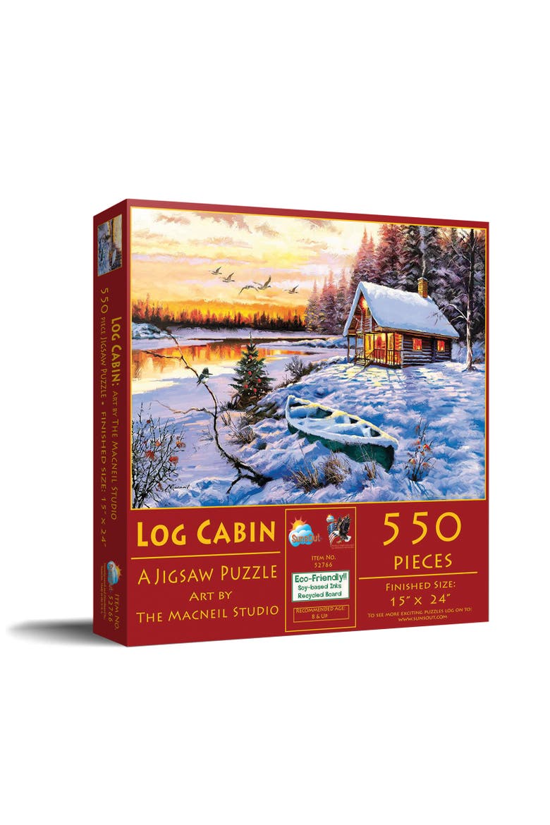 Log Cabin 550 piece Jigsaw Puzzle for Adults, Main, color, Multicolor