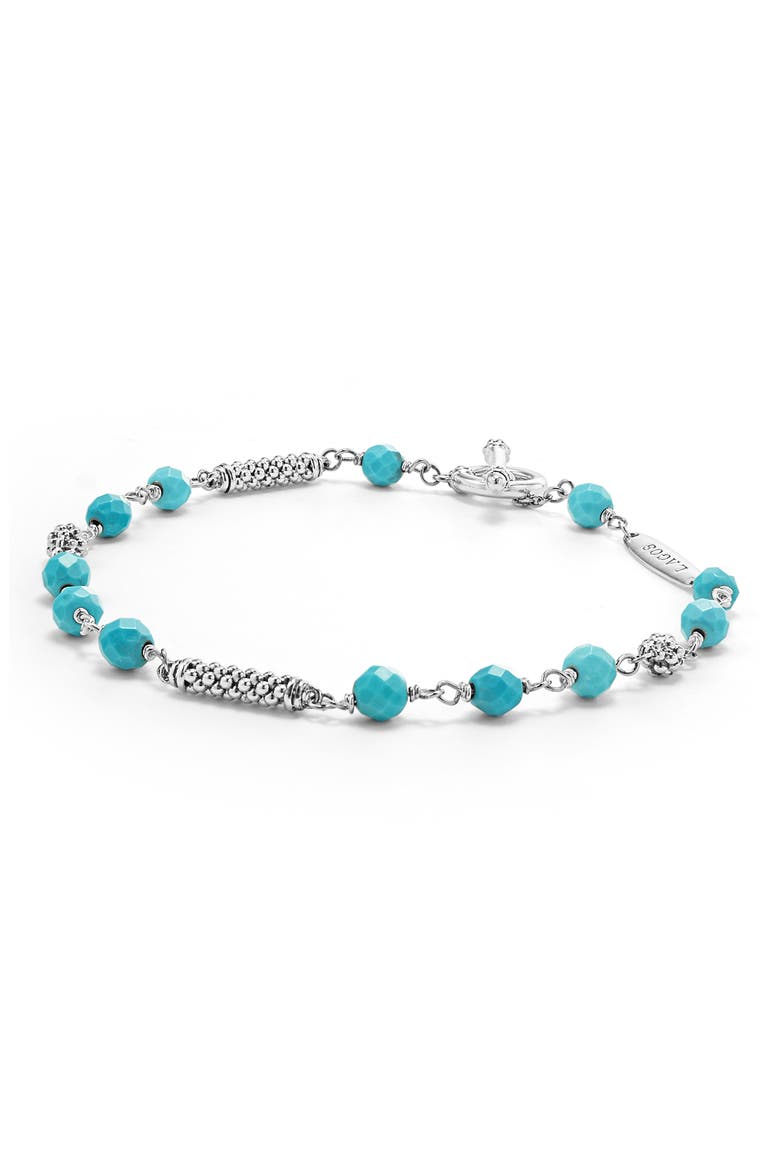 Caviar Icon Beaded Turquoise Toggle Bracelet, Main, color, TURQUOISE