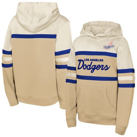Men's Mitchell & Ness  Cream Los Angeles Dodgers Head Coach Pullover Hoodie