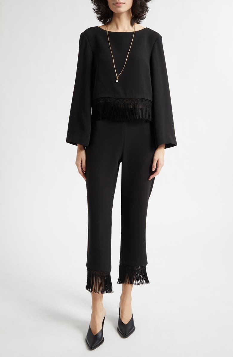 POSSE Bianca Fringe Hem Top, Alternate, color, Black