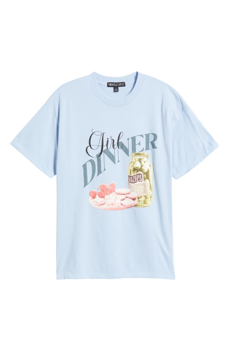 Vinyl Icons Girl Dinner Cotton Blend Graphic T-Shirt, Alternate, color, Light Blue
