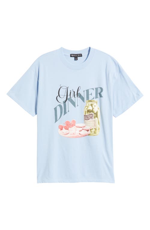 Vinyl Icons Girl Dinner Cotton Blend Graphic T-shirt In Blue