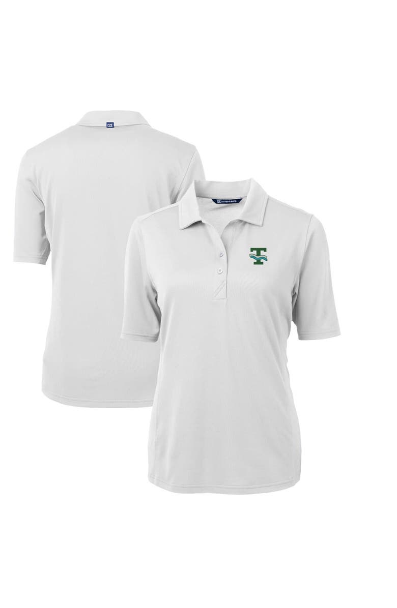 Cutter & Buck Women's Cutter & Buck White Tulane Green Wave Team Virtue Eco Pique Recycled Polo, Alternate, color,