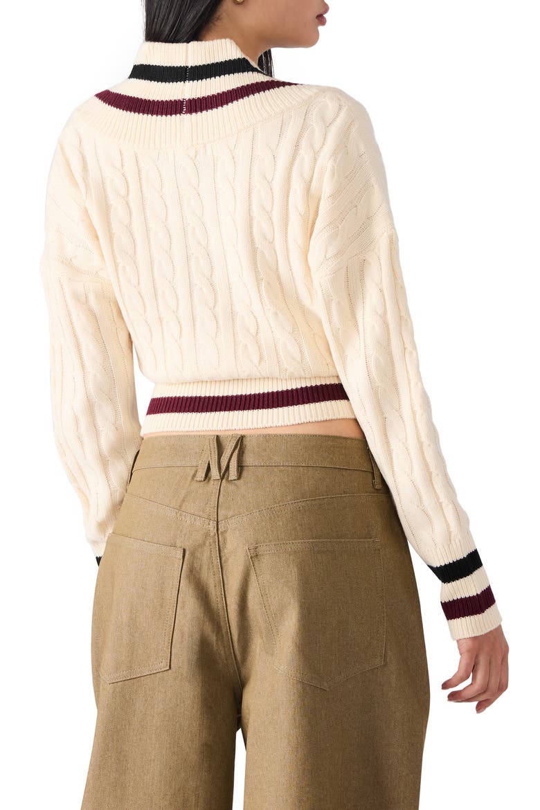 Addison Contast Trim Cable Knit Sweater, Alternate, color, CREAM
