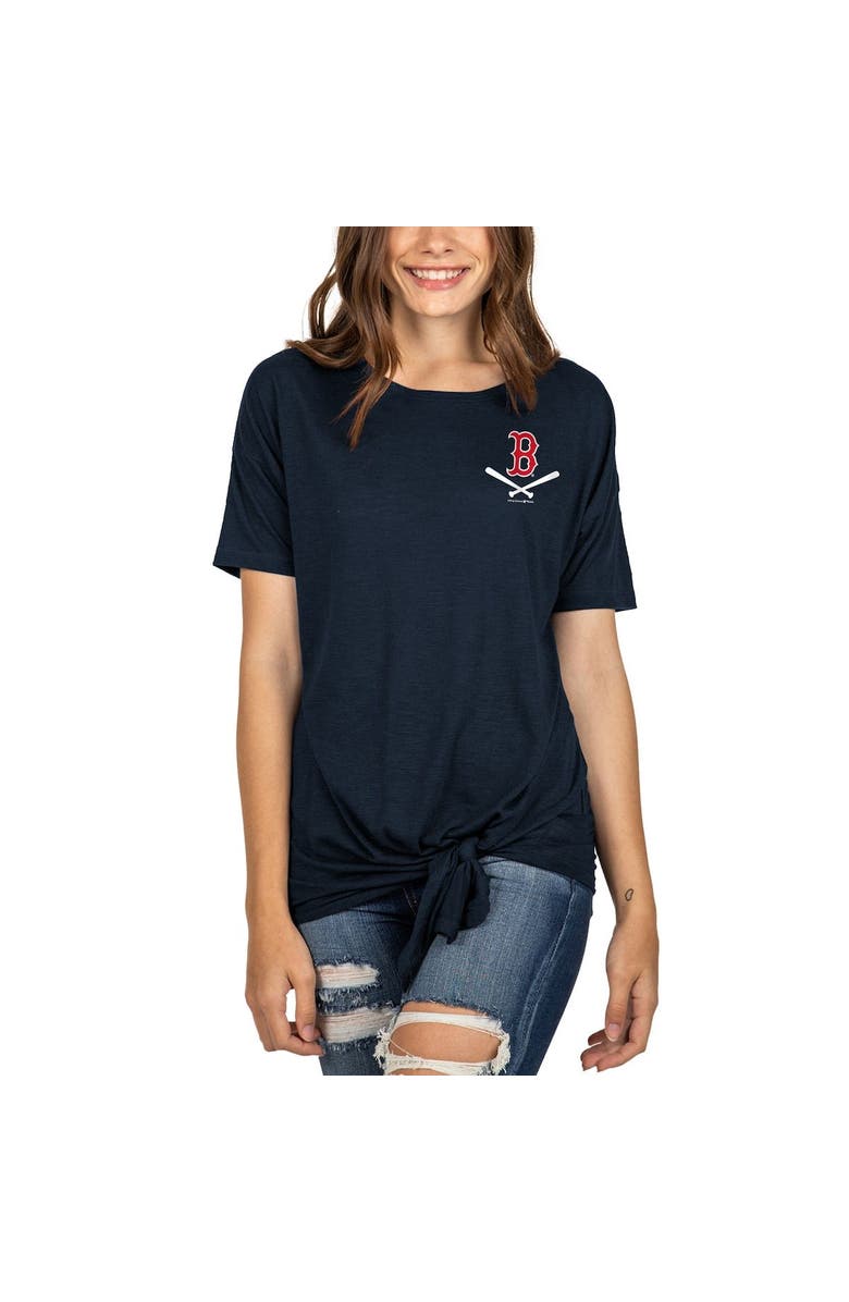 New Era Women's New Era Navy Boston Red Sox Slub Jersey Scoop Neck Side Tie T-Shirt, Alternate, color, 