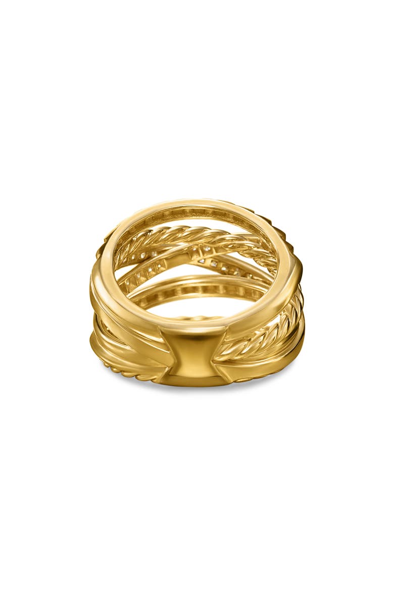 Crossover Trio Six-Row Ring in 18K Yellow Gold with Diamonds, 17.5mm, Alternate, color, 18K GOLD