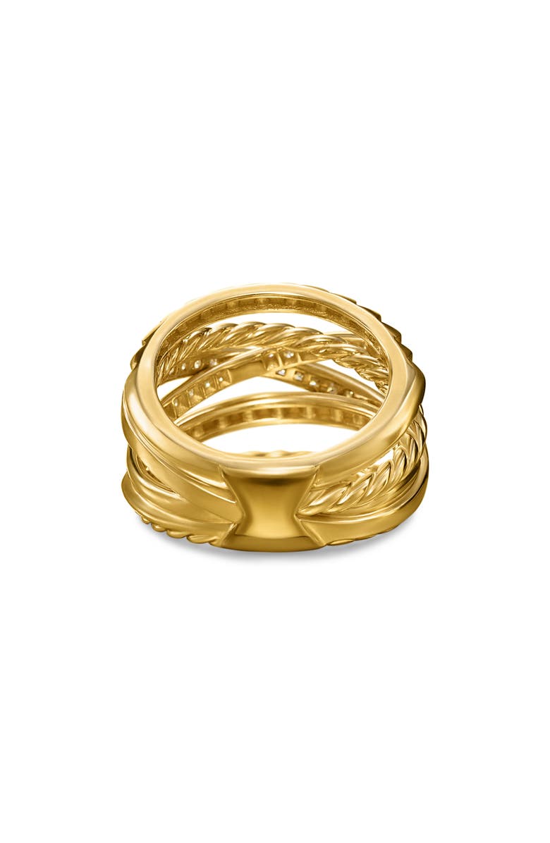 David Yurman Crossover Trio Six-Row Ring in 18K Yellow Gold with Diamonds, 17.5mm, Alternate, color, 18K Gold