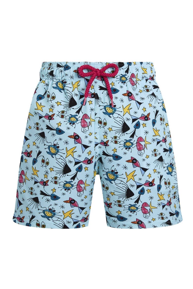 Boys Stretch Swim Trunks Aquatic Carnival, Main, color, Island Turquoise