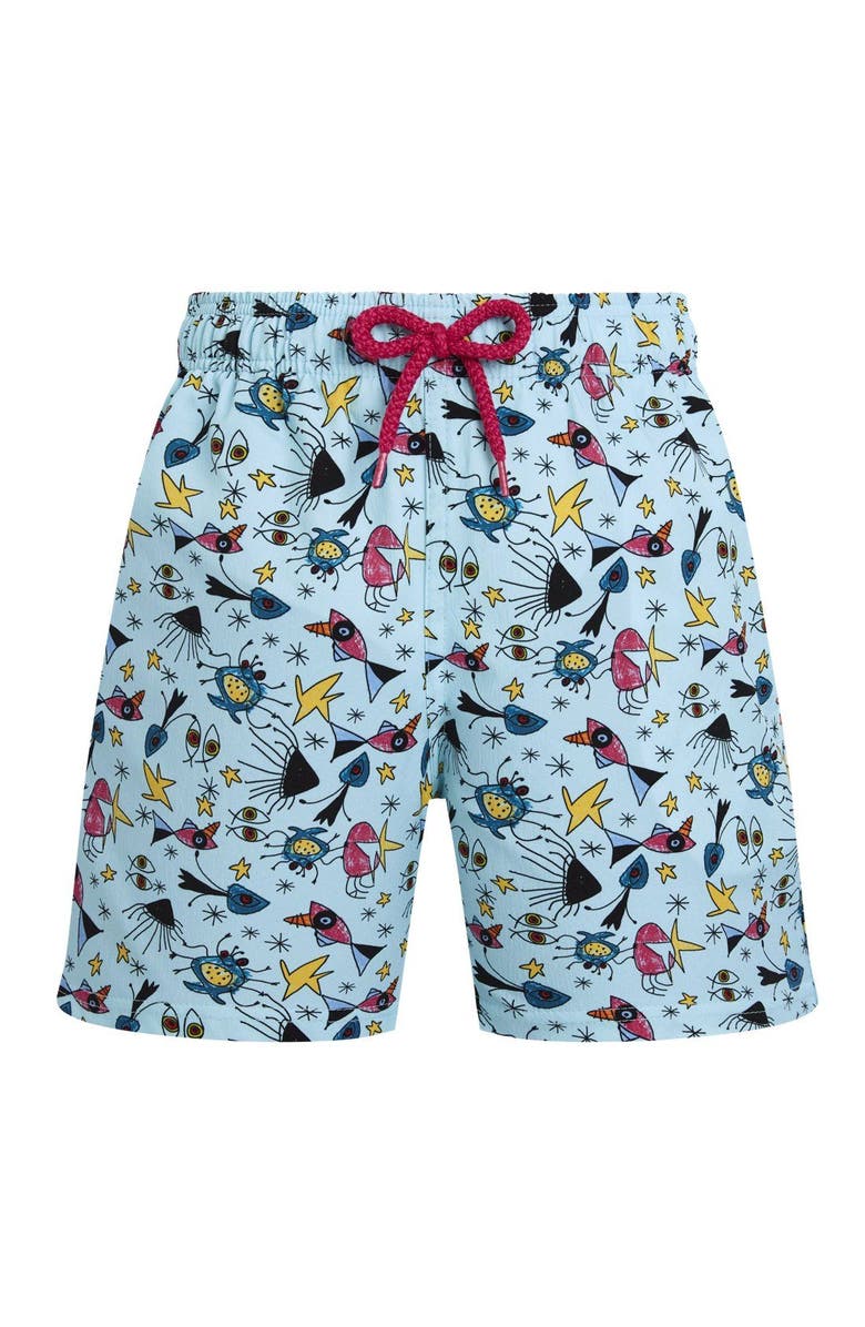 Vilebrequin Boys Stretch Swim Trunks Aquatic Carnival, Main, color, Island Turquoise