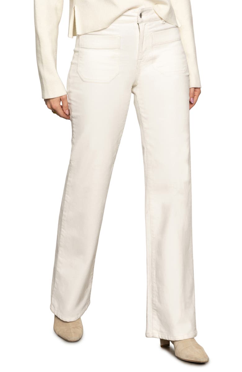 Sanctuary Marine Patch Pocket Stretch Cotton Corduroy Pants, Alternate, color, Chalk