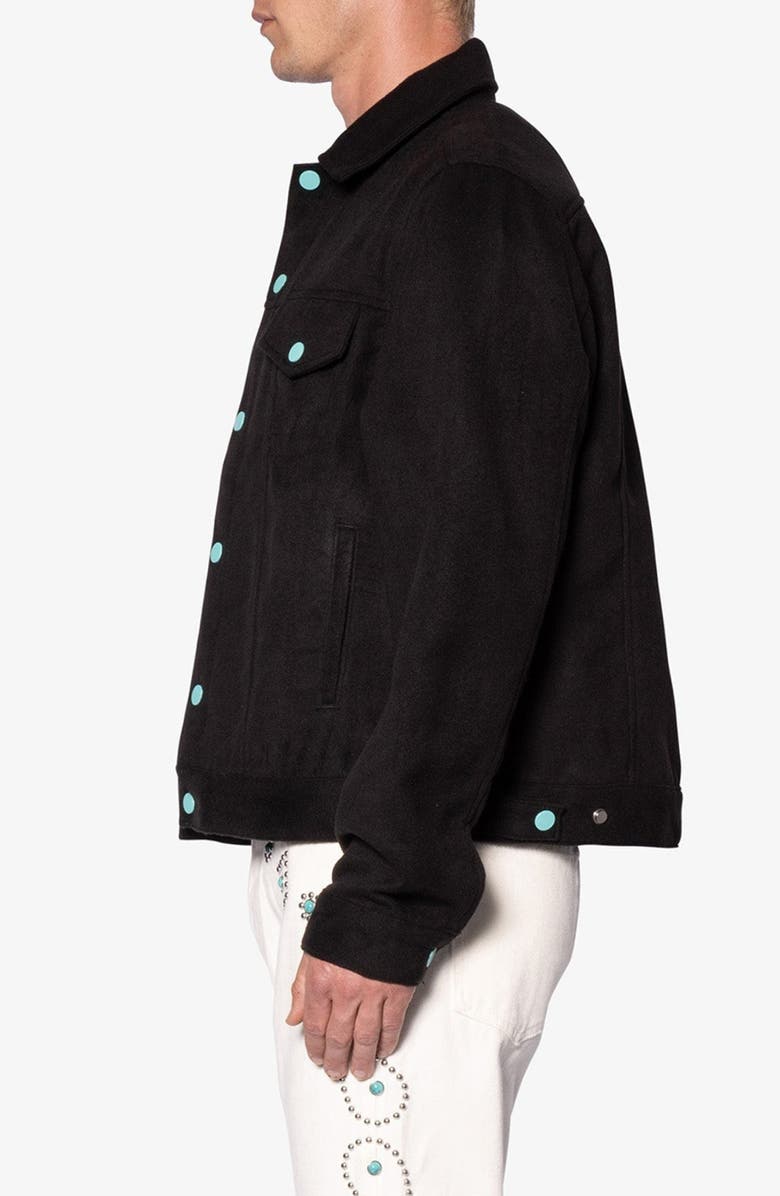 mnml Turquoise Button Trucker Jacket, Alternate, color,