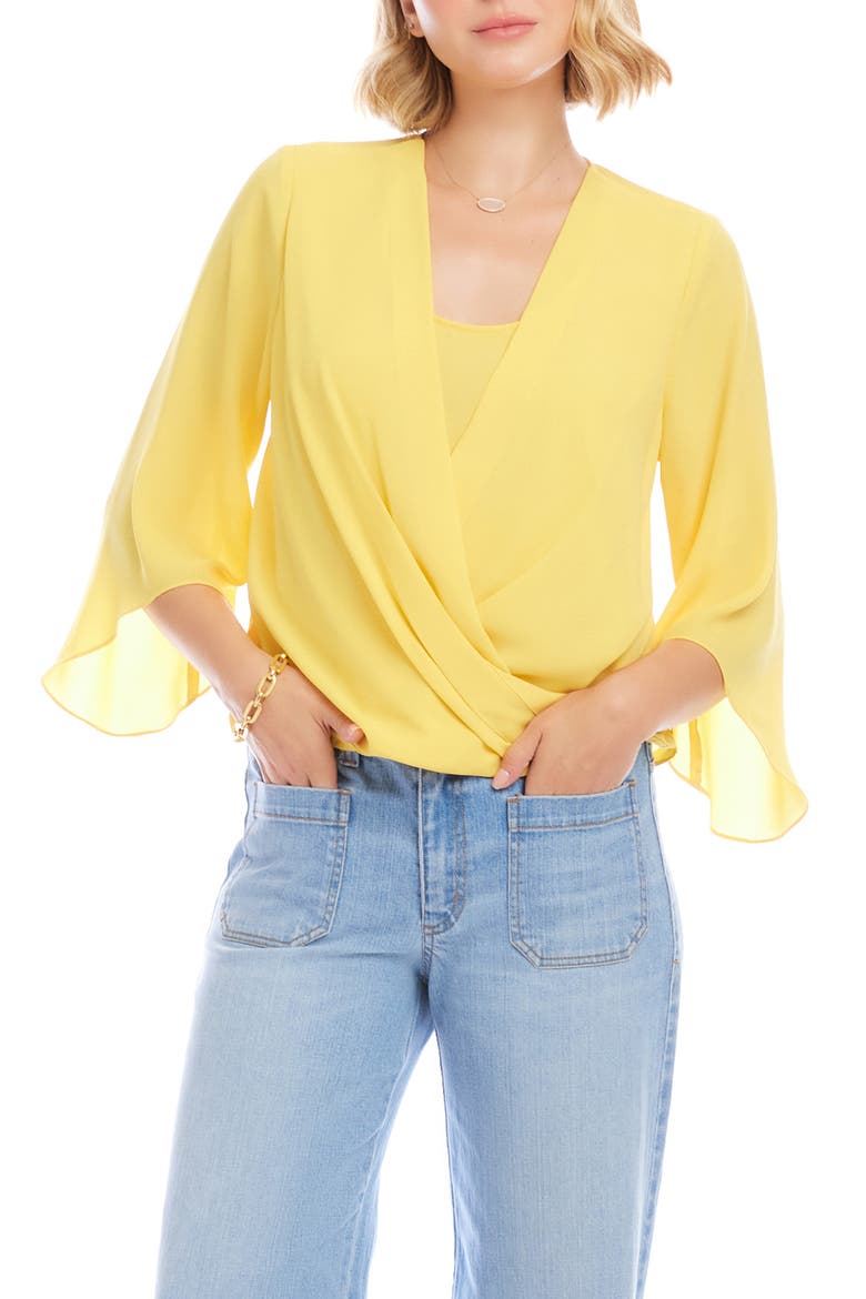Drape Crossover Crepe Top, Main, color, LEMON