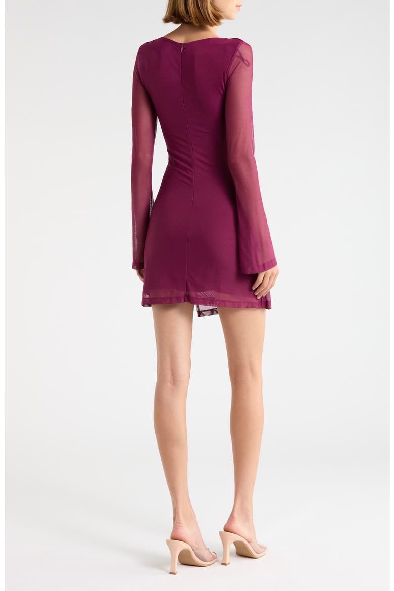 Martinez Mesh Long Sleeve Minidress, Alternate, color, PURPLE