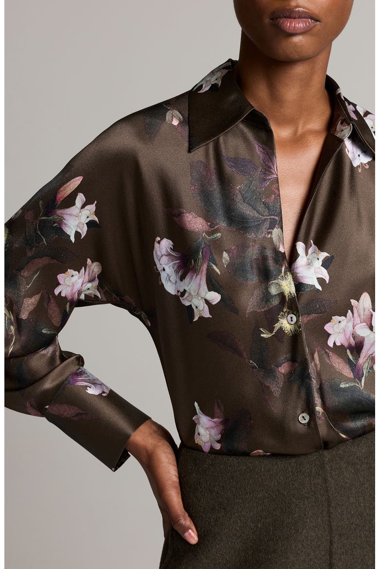 Lily Vine Silk Shirt, Alternate, color, CYPRESS LILY