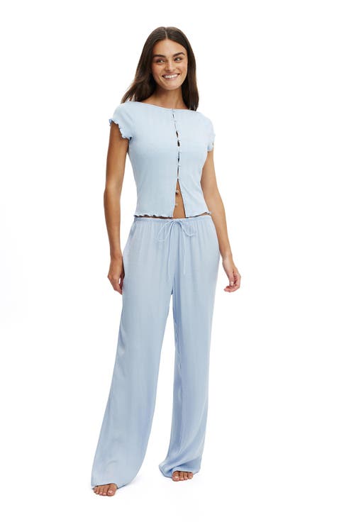 Women's Button Detail Cap Sleeve Top