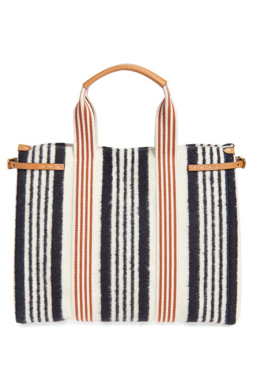 Valentino Garavani Large Tess Stripe Tote In Navy/ivy