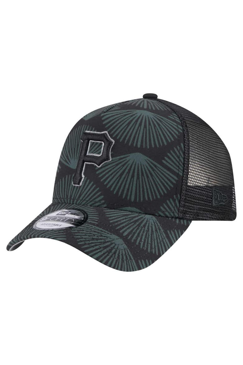 Men's New Era  Black Pittsburgh Pirates 9FORTY A-Frame Trucker Adjustable Hat, Main, color, Black