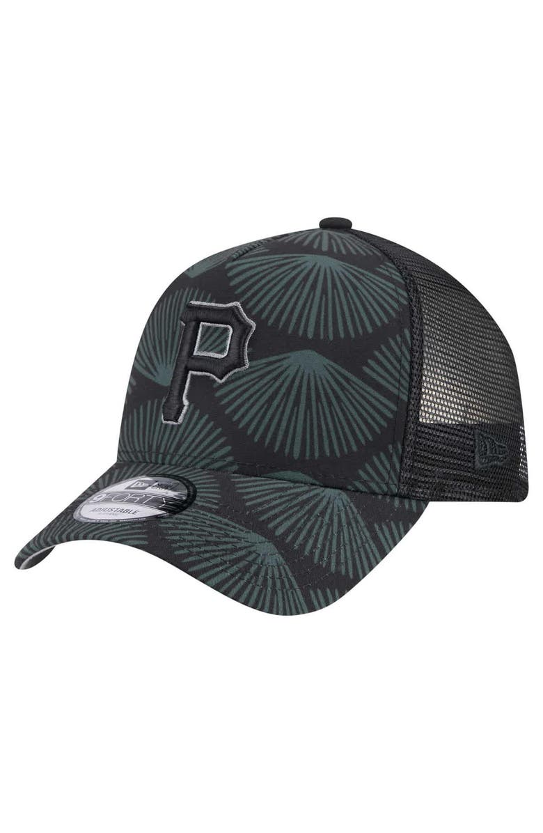 New Era Men's New Era Black Pittsburgh Pirates 9FORTY A-Frame Trucker Adjustable Hat, Main, color, Black