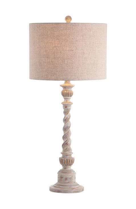 Regent 33" Rustic Resin LED Table Lamp, White Wash