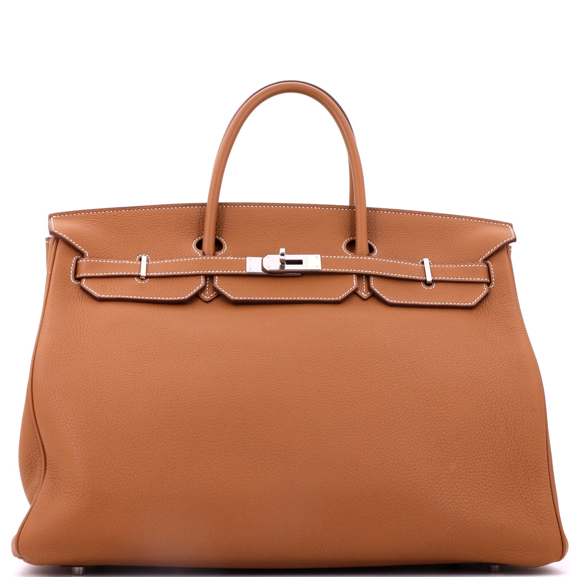 Birkin Handbag Brown Togo with Palladium Hardware 40, Main, color, Metallic Gold
