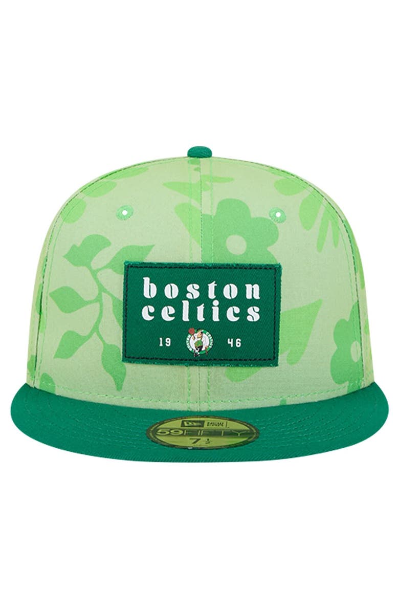 New Era Men's New Era Kelly Green Boston Celtics Palm Fronds 2-Tone 59FIFTY Fitted Hat, Alternate, color, Kelly Green
