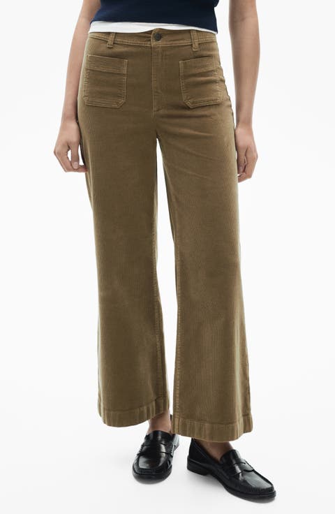 Catherin High Waist Crop Wide Leg Corduroy Culotte Pants