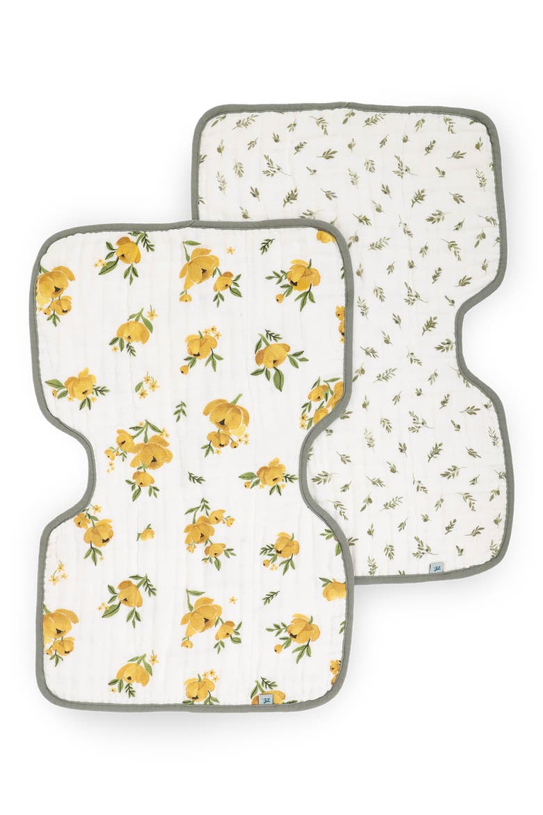 Organic Cotton Muslin Burp Cloth, Main, color, YELLOW ROSES